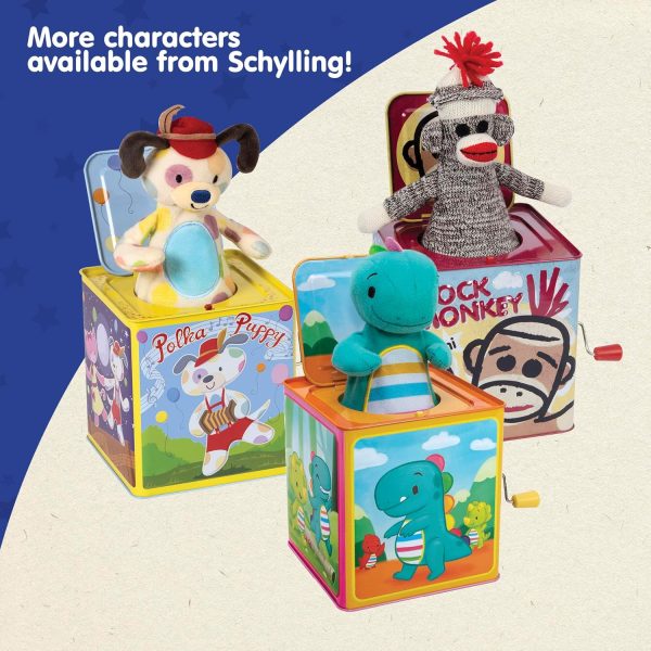 Schylling Jester Jack in the Box - Classic Children's Musical Toy - Colorful and Durable Tin Box with Silly Jester Plush - Age 18 months and Up